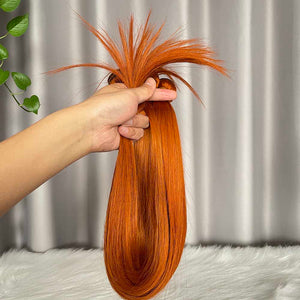 Ginger Straight Human Hair Bundles with Lace Closure Color 350