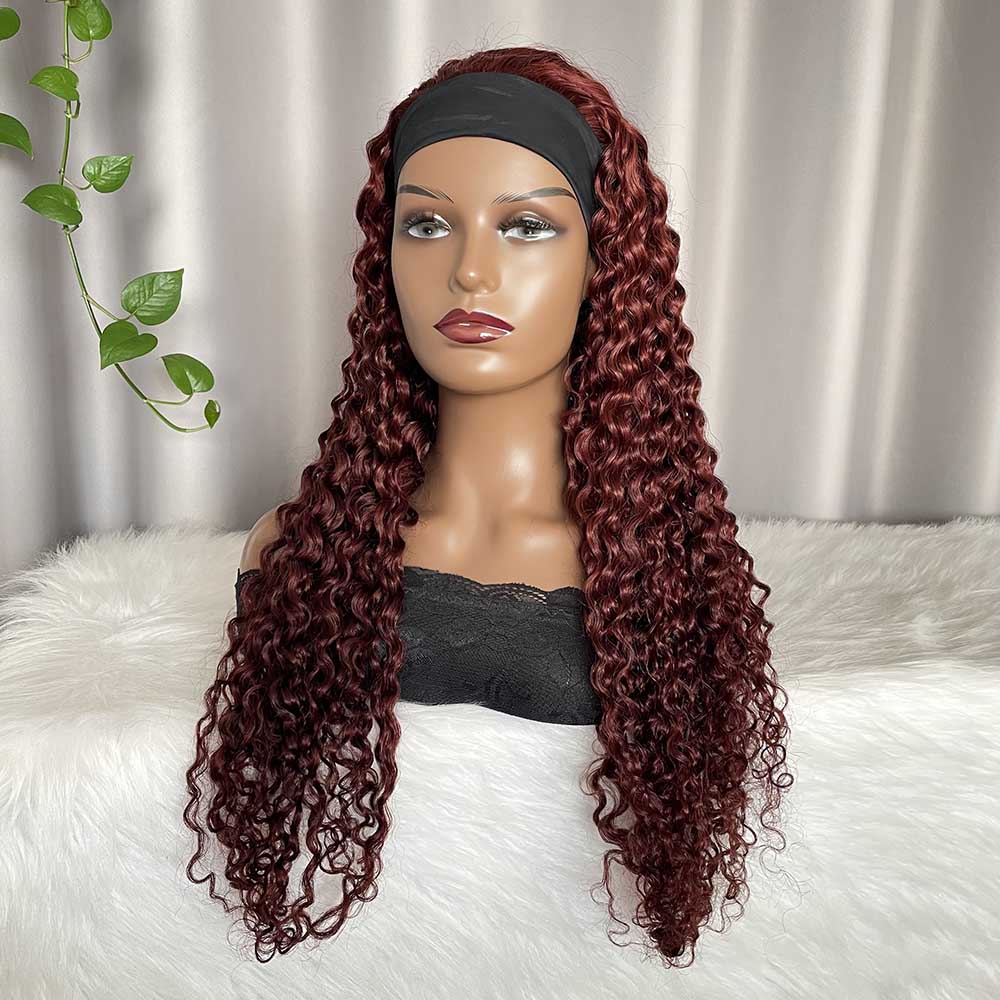 Headband Wig Water Wave Human Hair Wigs Color 33 Curly Hair