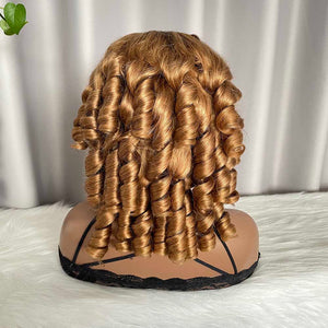 5x5 Closure Wig Bouncy Human Hair Honey Blonde Lace Wig